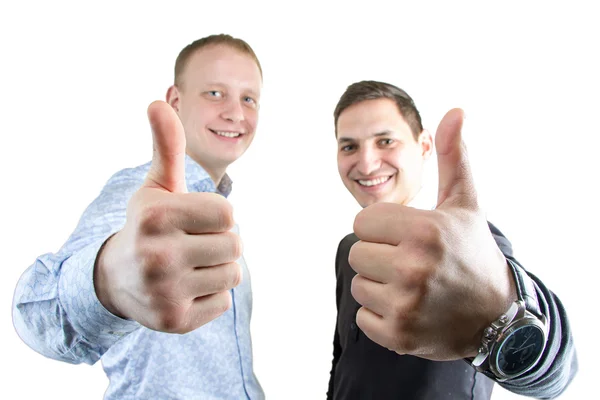 Dos hombres de negocios felices en blanco — Foto de Stock