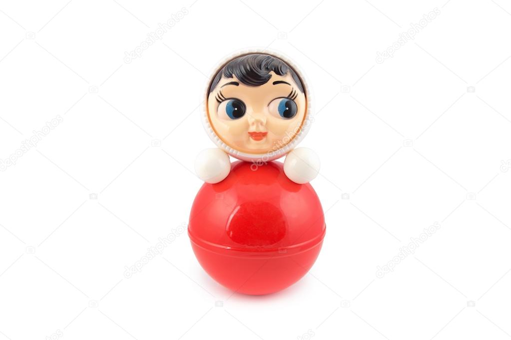 Red doll on white background