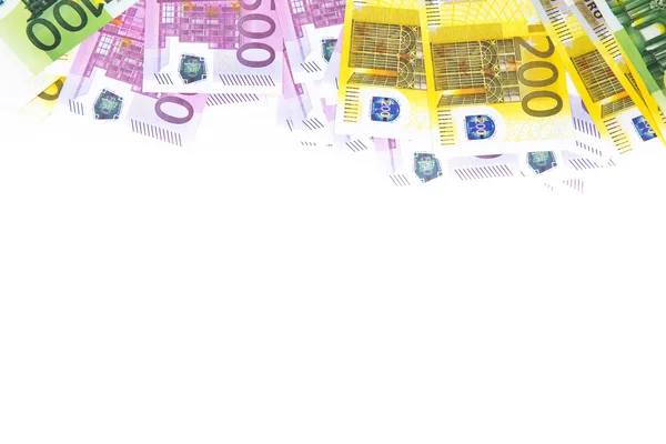 Предпосылки: сотни евро сверху — стоковое фото