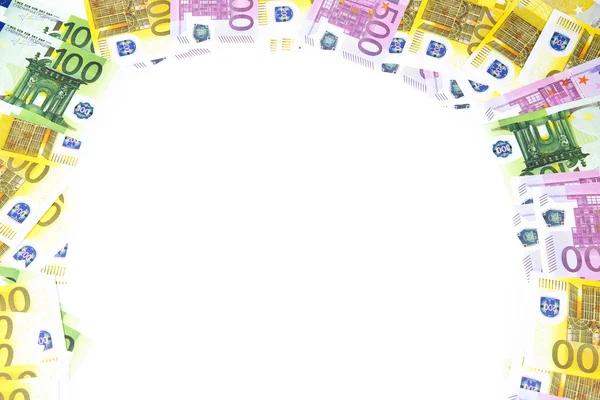 Bakgrund hundratals euro höger vänster och botten — Stockfoto
