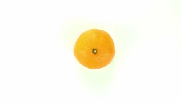 Turuncu mandarine - beyaz arka plan üzerinde izole — Stok video