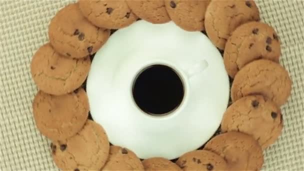 Cookies and cup of coffee — Stock Video