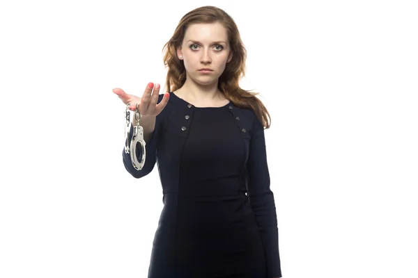 Blond woman with handcuffs — Stock Photo, Image