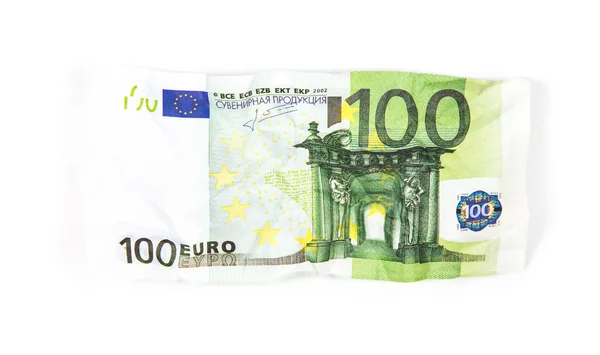 Banconota stropicciata da cento euro — Foto Stock