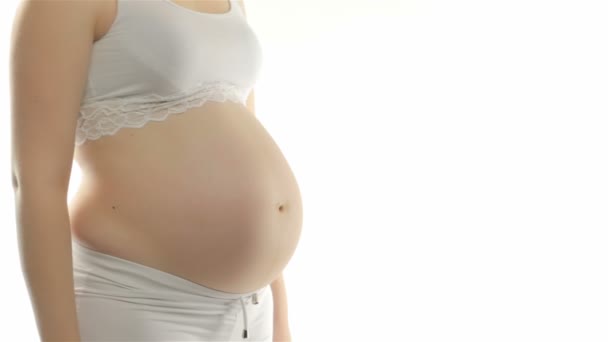 Zwangere vrouw weergegeven: okey — Stockvideo