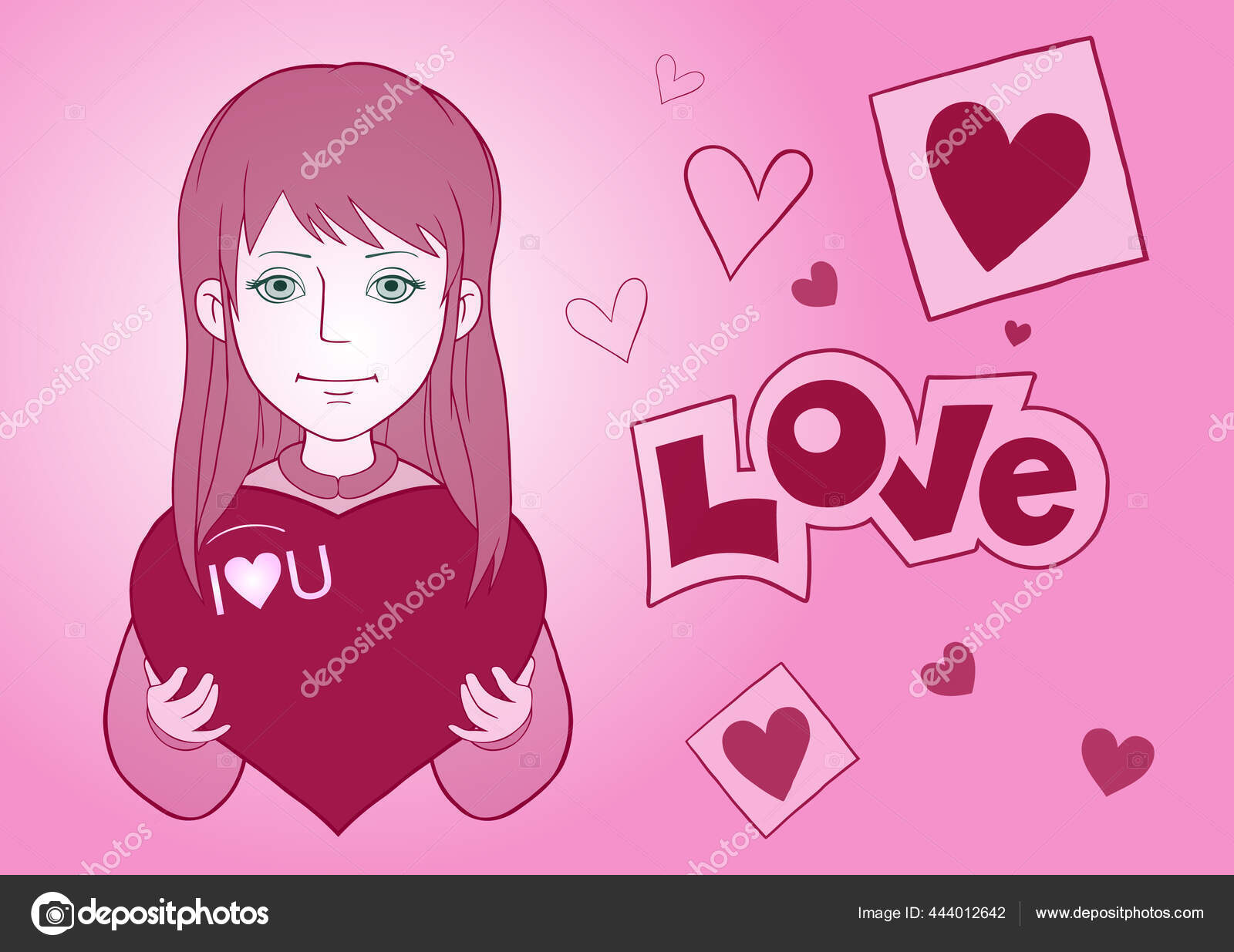 Gadis Manis Happy Valentine Day Vector Illustration Anak Manis Dalam Stok Vektor Alenaopt2013gmailcom 444012642