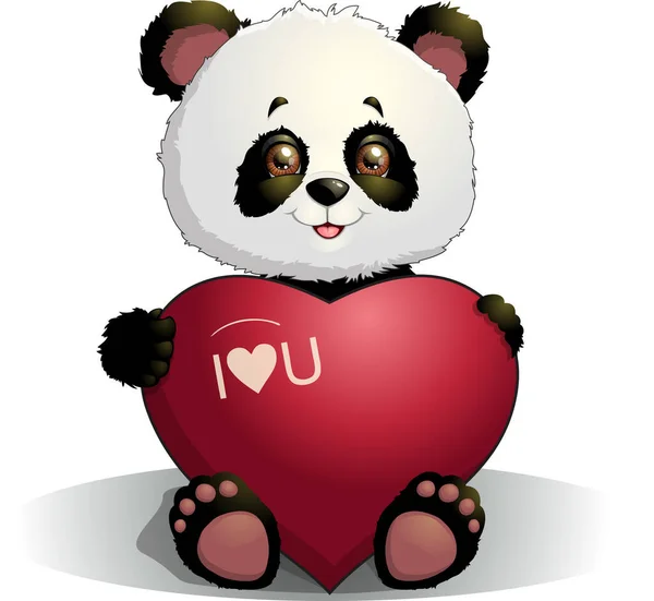 Raton Laveur Tenant Amour Coeur Happy Valentine Day Clipart Isolé — Image vectorielle