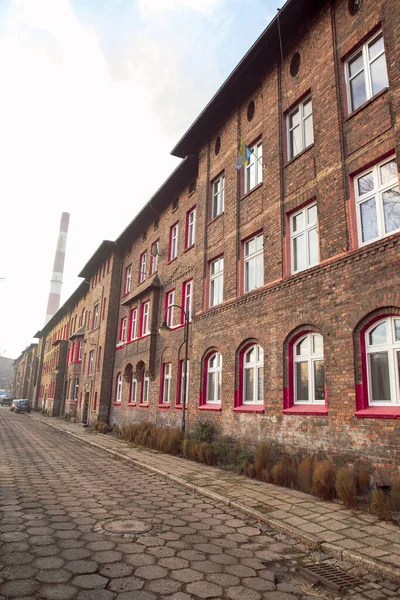 Brick Apartment Building Nikiszowiec Historic District Silesia Street Building Facade — Stock Photo, Image