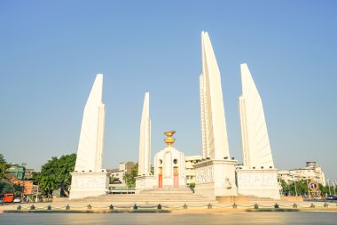 BANGKOK, THAILAND - 31 JANUARY, 2016: Democracy Monument in the center of Bangkok capital of Thailand -  The landmark is located at the intersection between Ratchadamnoen Klang Road and Dinso Road