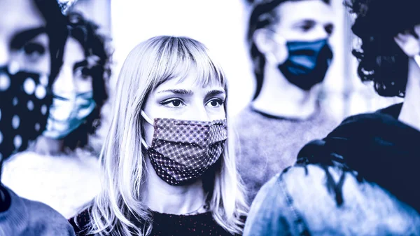 Pendler Menschenmenge Auf Der Stadtstraße Mit Gesichtsmaske Neues Konzept Der — Stockfoto