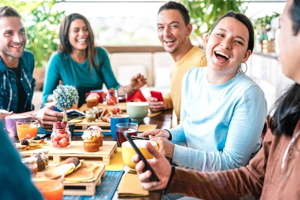 People Group Talking Coffee Bar Restaurant Friends Having Fun Together Stock Image