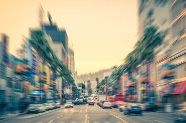 Los angeles - gün batımından önce hollywood Bulvarı - walk of fame o