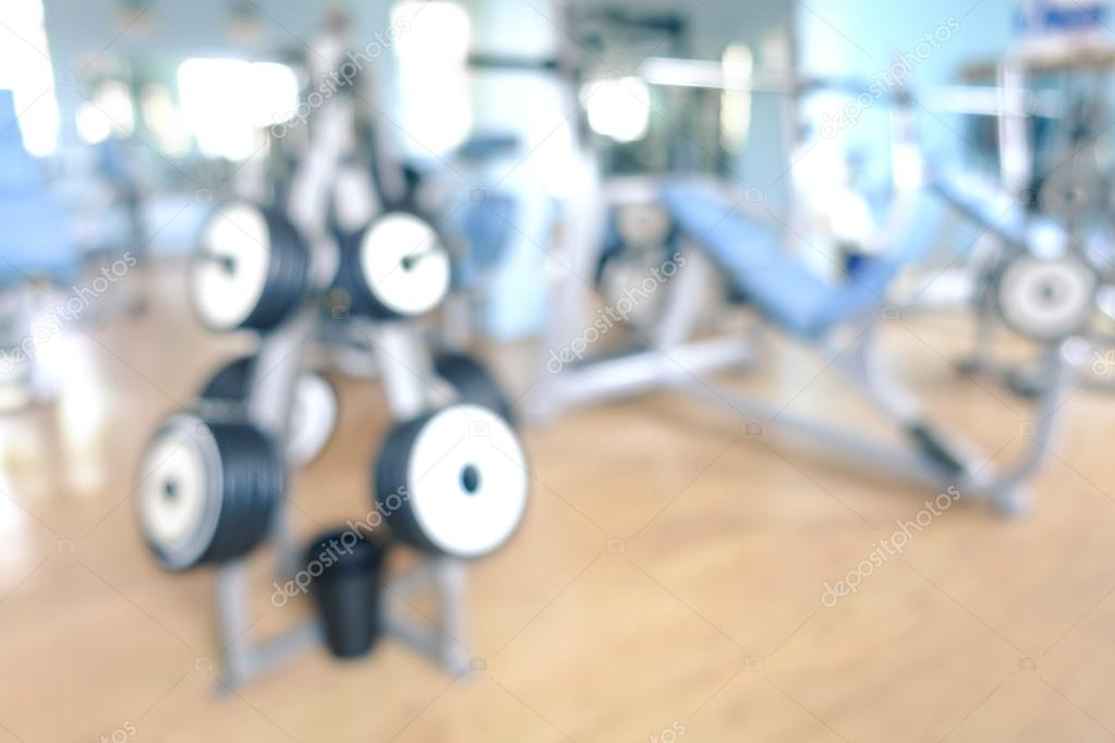 Abstract defocused gym background - Blurred bokeh of modern fitn