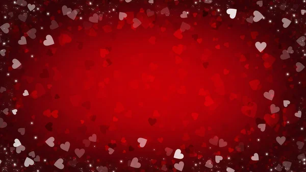 Roter Hintergrund Mit Herzen Zum Valentinstag — Stockfoto