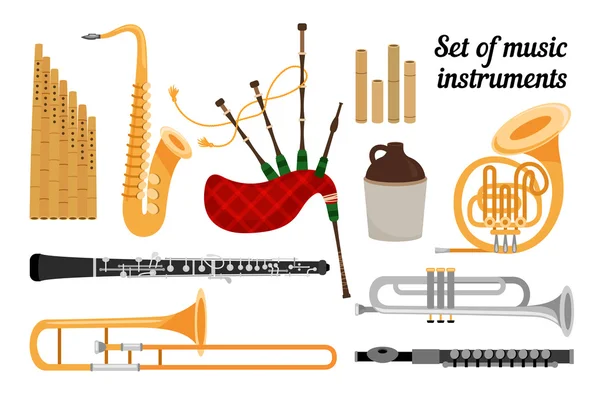Set of wind musical Instruments — Stock Vector