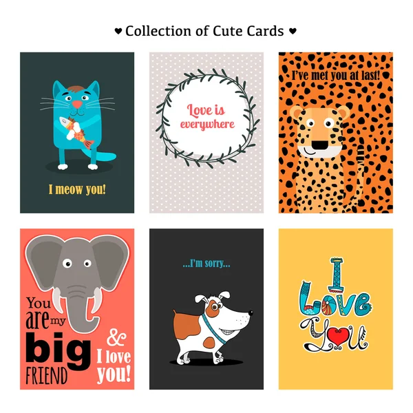 Collection of cute cards for different occasions — Stock Vector