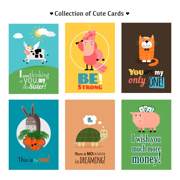Colección de lindas tarjetas para diferentes ocasiones Vectores de stock libres de derechos