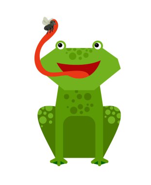 Yeşil kurbağa arka ayakları üzerinde oturan gülümseyen