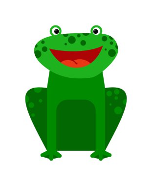 Yeşil kurbağa arka ayakları üzerinde oturan gülümseyen