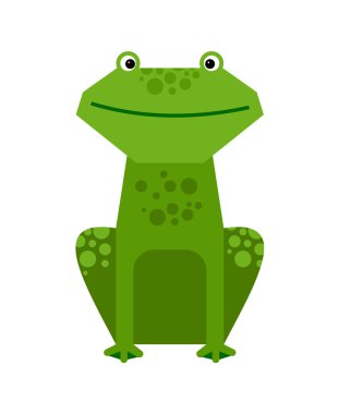 Yeşil kurbağa arka ayakları üzerinde oturan gülümseyen