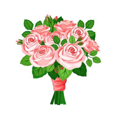 Pembe gülleri olan güzel bir buket