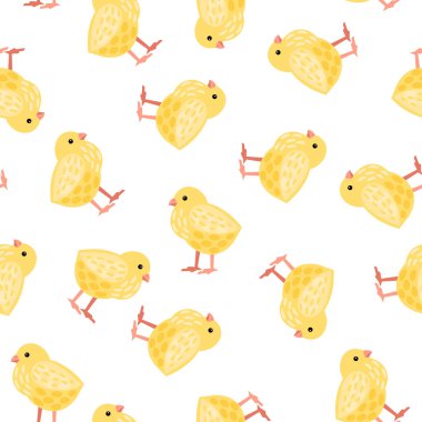 Şirin sarı tavukların güzel vektör deseni