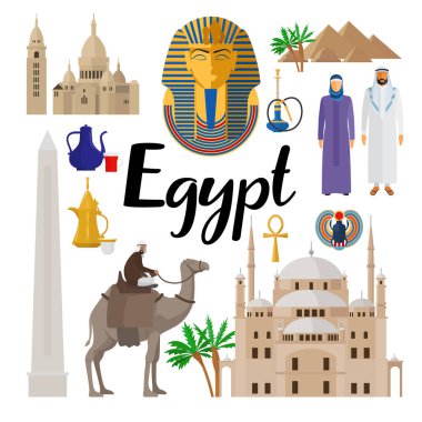 Mısır şirin vektörü Landmark ve geleneksel kostüm