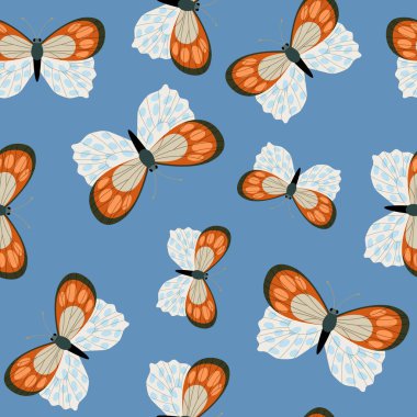 Güzel küçük kelebekli kusursuz vektör deseni