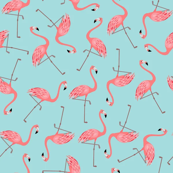 Padrão sem costura agradável com pássaros flamingo rosa —  Vetores de Stock