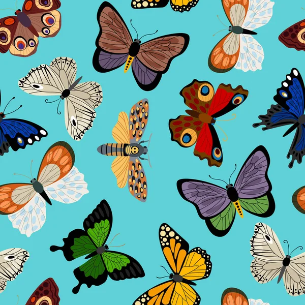 귀여운 색깔의 나비가 있는 멋진 벡터 패턴 — 스톡 벡터