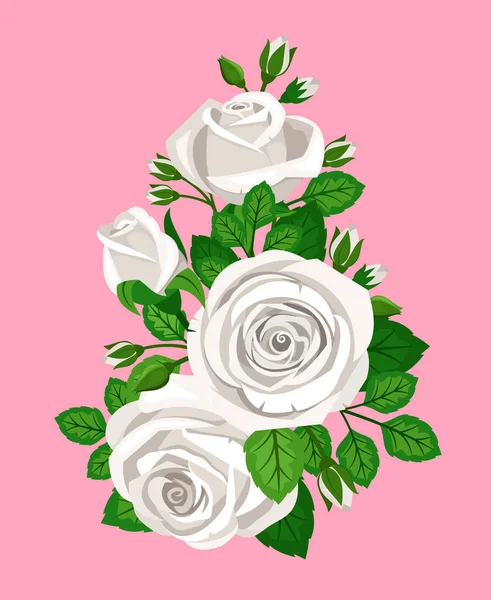Гарні білі бутони троянд квітка ізольовані вектор — стоковий вектор