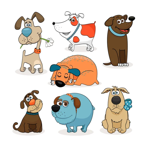 Conjunto de perros divertidos — Vector de stock