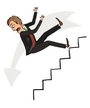 Man stumbled and fell down the stairs. clipart