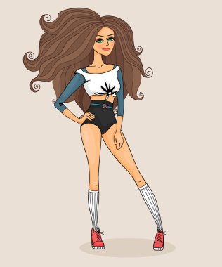 Sportif kostüm güzel genç kız