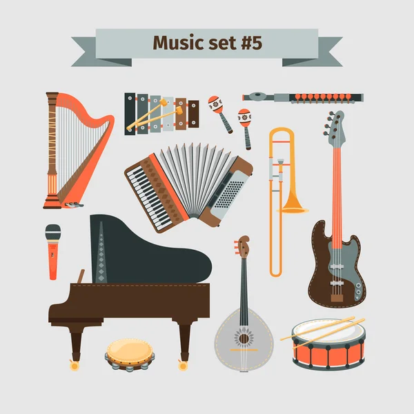 Ensemble d'instruments de musique — Image vectorielle