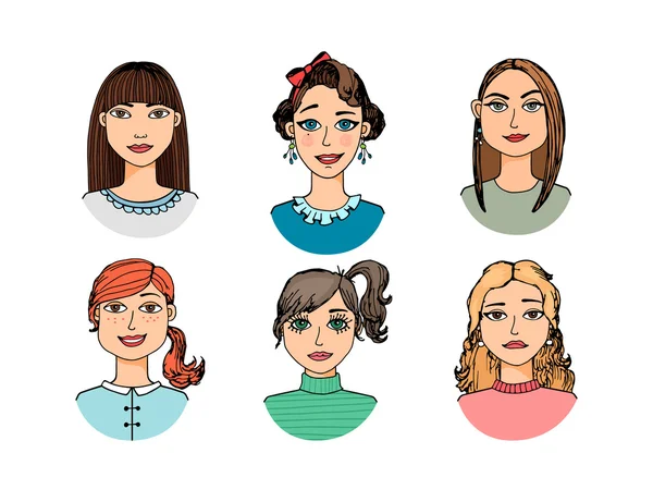 Avatar Koleksiyonu renkli çizilmiş renkli karikatür yüzler kalabalık doodle