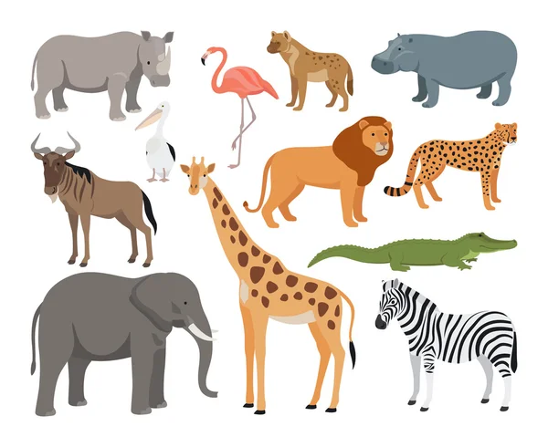 Dieren van Afrika vector set — Stockvector