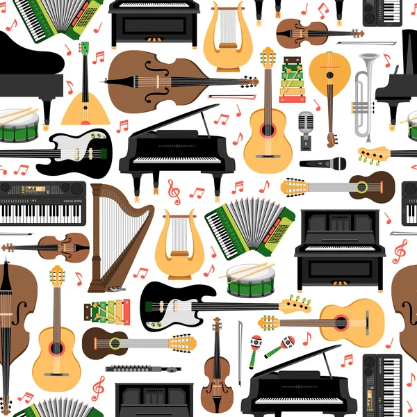 Nahtloses Muster mit Musikinstrumenten — Stockvektor