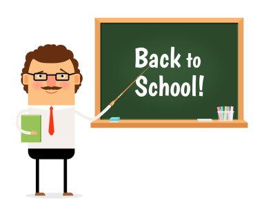 Öğretmen blackboard duran ve yazıt için işaretçi ile gösterilen: 