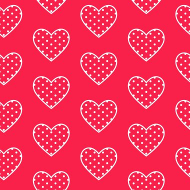 Kırmızı renkte seamless modeli şirin Kalpler