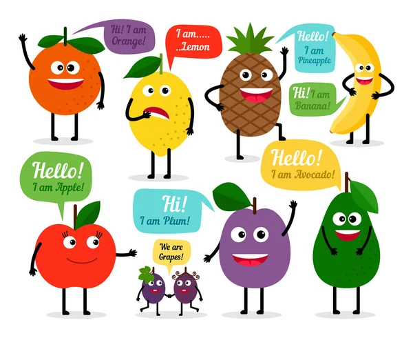 Zestaw kolorowych owoców dla dzieci — Wektor stockowy