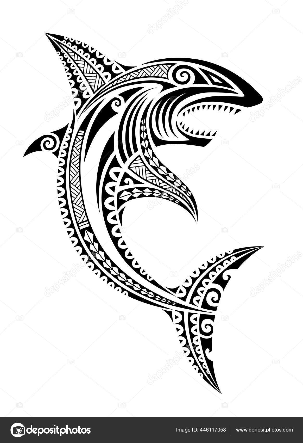 Shark Fish Maori Polynesian Tattoo Style Tribal Ethno Style Vector Stock  Vector by ©marinastorm5554 446117058