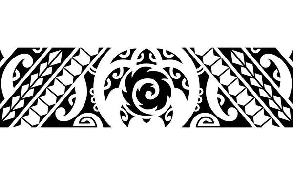 Maori Polynéský Tetovací Okraj Kmenovým Vektorem Pro Želví Rukáv Samoanský — Stockový vektor