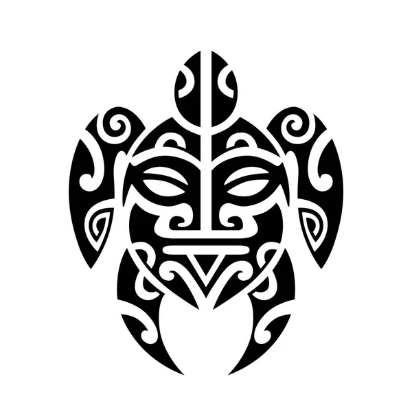 Zeeschildpad Gezicht Maori Stijl Tatoeage Bewerkbaar Zeeschildpadelement Kan Worden Gebruikt — Stockvector