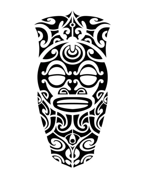 Tatuagem Estilo Maori Esboço Para Perna Ombro Com Rosto Máscara —  Vetores de Stock