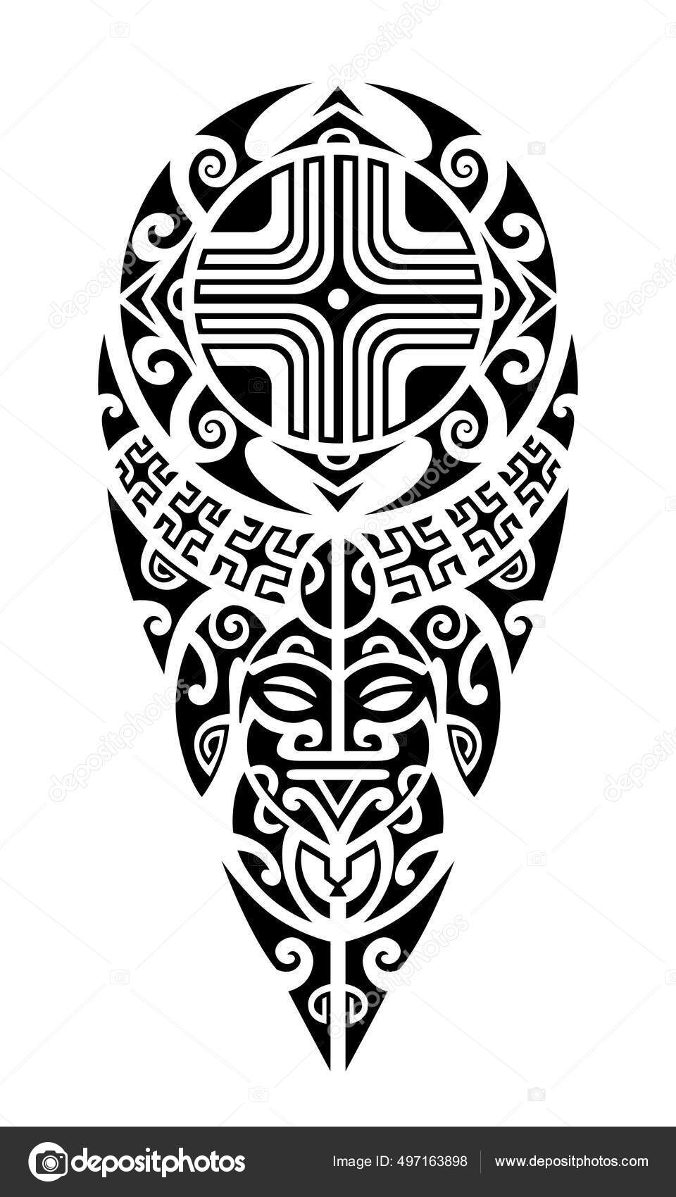 Tattoo Sketch Maori Style Leg Shoulder Turtle Sun Symbols ...