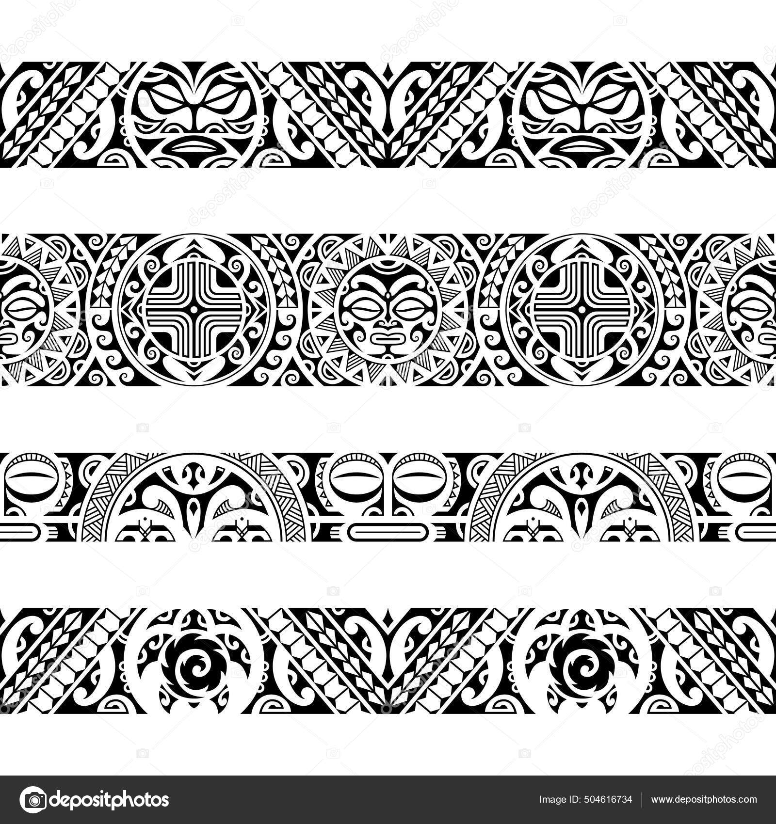Egy Mahori Polinéz Tetoválókarkötő Készlet Határán Törzsi Ujj Zökkenőmentes  Minta Stock Vektor: ©marinastorm5554 504616734