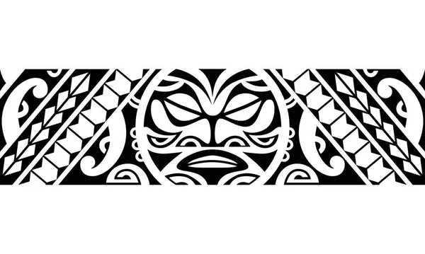 毛利波利尼西亚纹身手镯 部落袖子无缝图案矢量 萨摩亚边境纹身设计前臂或脚 袖章纹身部落 白色背景隔离的带织物无缝饰物 — 图库矢量图片
