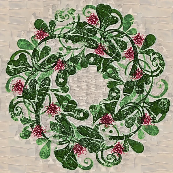 Red and Green Christmas Wreath Art — Stock Photo, Image