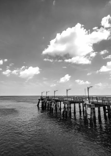 Jekyll Island Pier w czerni i bieli 6 — Zdjęcie stockowe